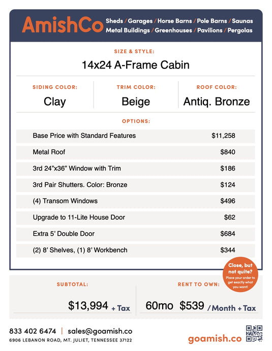 14x24 A-Frame Cabin