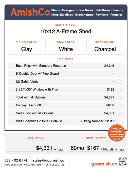 10x12 A-Frame Shed