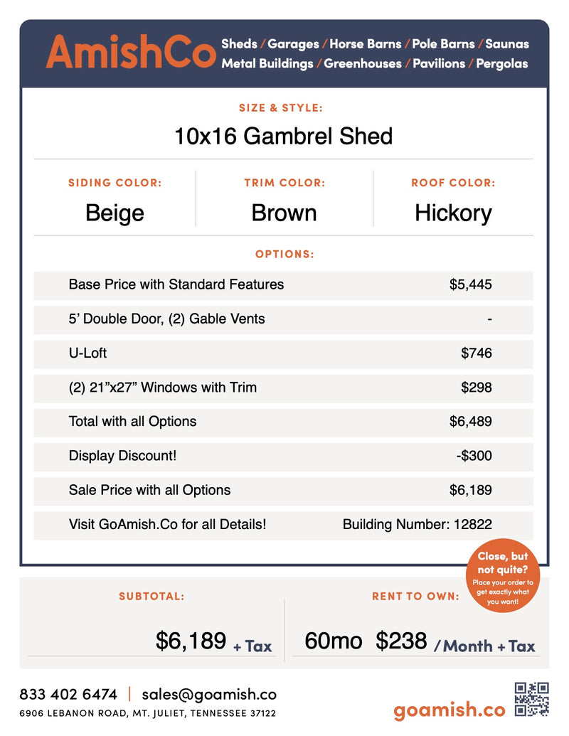 Load image into Gallery viewer, 10x16 Gambrel Shed
