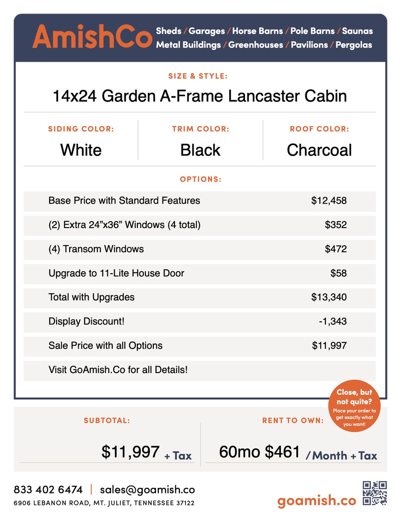 Load image into Gallery viewer, 14x24 A-Frame Lancaster Cabin
