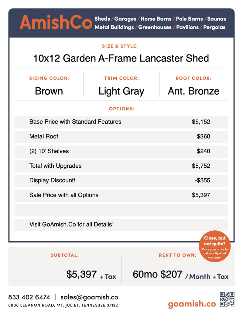 Load image into Gallery viewer, 10x12 Garden A-Frame Lancaster Shed
