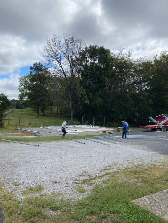 24x25x11 Metal Frame Garage with 8x25x8 Lean-To